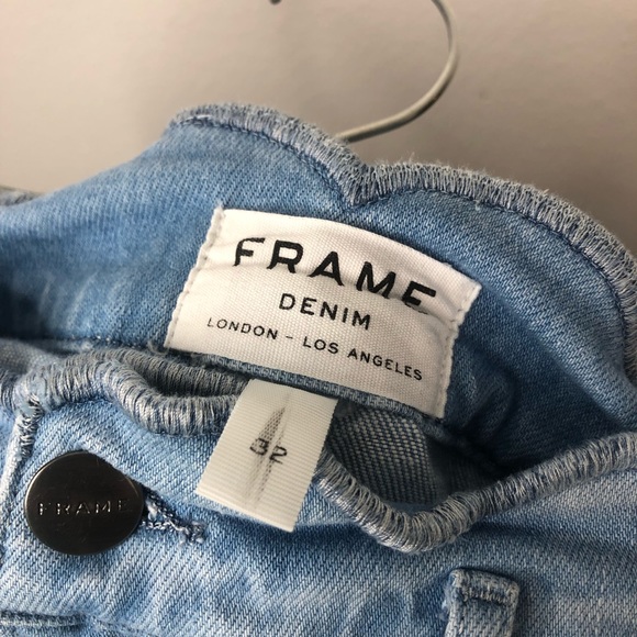 Frame Denim shorts scalloped edge high rise wright light wash casual summer - Picture 6 of 10